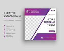 Gym and Fitness social media post banner and Square web banner Flyer Design Template vector