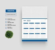 plantilla de diseño de calendario de pared de una página 2023 o calendario de una página de 12 meses vector