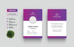 Professional Modern Corporate Unique Office Employee ID card and Identity Card Design Template vector