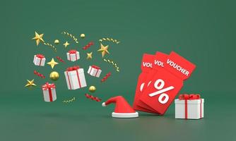 gift voucher with gift box and Santa hat photo