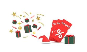 gift voucher with gift box and Santa hat photo