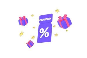 Sale coupons and gift boxes composition. photo