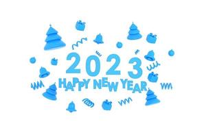 feliz año nuevo 2023, feliz navidad arbol de navidad, regalos, campana, bola de navidad foto