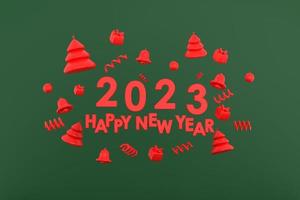 Happy new year 2023, Merry Christmas Christmas tree, gifts, bell, christmas ball photo