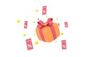 Sale coupons and gift boxes composition. photo