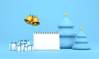 New year calendar. merry Christmas and happy new year Christmas tree and gift photo