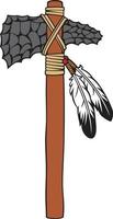 Indian Axe. Native American Warrior Obsidian Tomahawk. Vector Illustration.