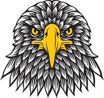 Eagle Head Front View. Color Vector Illustration.