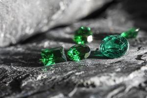 Natural Sapphire gemstone, Jewel or gems on black shine color, Collection of many different natural gemstones amethyst, photo