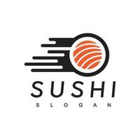 Fast Sushi Logo Design Template, Japanese Food Icon vector