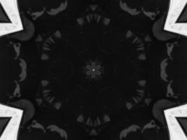 Black silver metalic kaleidoscope background. Abstract and symmetric pattern with dark vibes. photo