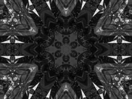 Black silver metalic kaleidoscope background. Abstract and symmetric pattern with dark vibes. photo