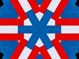 A colorful brick kaleidoscope background. Symmetric abstract and aesthetic pattern photo