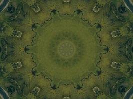 Green meadow aesthetic kaleidoscope floral pattern abstract unique texture background photo