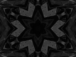 Black silver metalic kaleidoscope background. Abstract and symmetric pattern with dark vibes. photo