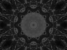 Black silver metalic kaleidoscope background. Abstract and symmetric pattern with dark vibes. photo