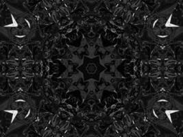 Black silver metalic kaleidoscope background. Abstract and symmetric pattern with dark vibes. photo