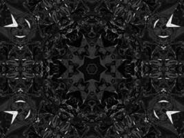 Black silver metalic kaleidoscope background. Abstract and symmetric pattern with dark vibes. photo