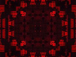Dark red metallic kaleidoscope background. Abstract and symmetric pattern with horor vibes photo