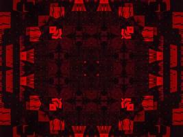 Dark red metallic kaleidoscope background. Abstract and symmetric pattern with horor vibes photo