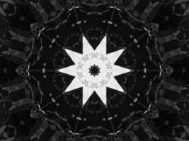 Black silver metalic kaleidoscope background. Abstract and symmetric pattern with dark vibes. photo