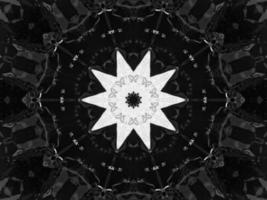 Black silver metalic kaleidoscope background. Abstract and symmetric pattern with dark vibes. photo