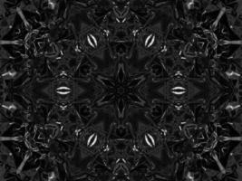Black silver metalic kaleidoscope background. Abstract and symmetric pattern with dark vibes. photo