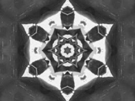 Black silver metalic kaleidoscope background. Abstract and symmetric pattern with dark vibes. photo