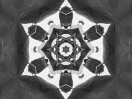 Black silver metalic kaleidoscope background. Abstract and symmetric pattern with dark vibes. photo