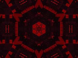 Dark red metallic kaleidoscope background. Abstract and symmetric pattern with horor vibes photo