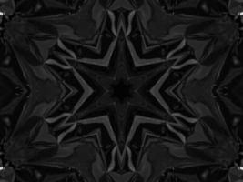 Black silver metalic kaleidoscope background. Abstract and symmetric pattern with dark vibes. photo