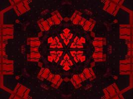 Dark red metallic kaleidoscope background. Abstract and symmetric pattern with horor vibes photo