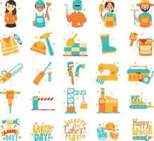 Happy Labor Day On 1 May. Tools front view. Vector illustration design.