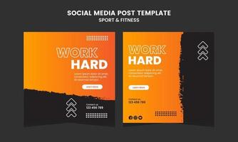 Social Media Post Template for Gym Fitness Promotion Simple Banner Frame vector