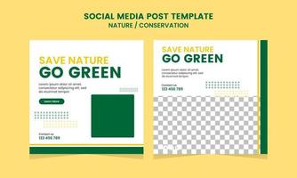 Nature Social Media Post Template for Conservation Promotion Simple Banner Frame vector