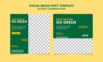Nature Social Media Post Template for Conservation Promotion Simple Banner Frame vector