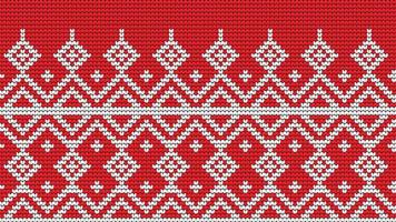 tejer borde de patrón sin costuras sobre fondo rojo, borde de patrón étnico feliz navidad y felices días de invierno poster vectorial vector