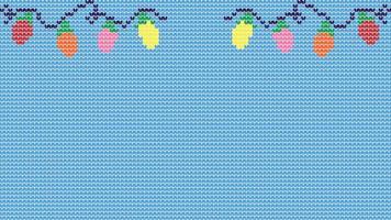 Knitting Seamless Pattern border on Blue Background, Knitting Light bulb Ethnic Pattern Border Merry Christmas and happy winter days vector poster