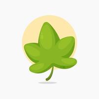 green leaf icon cartoon style illustration vector