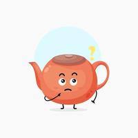 cute teapot character is confused vector