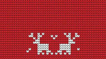 Knitting Multiple Deer Seamless Pattern border on Red Background, Knitting  Ethnic Pattern Border Merry Christmas and happy winter days vector poste