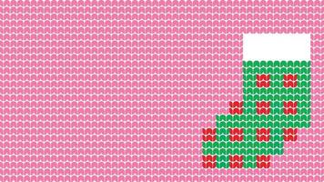 Knitting Sock Seamless Pattern border on Pink Background, Knitting Sock Ethnic Pattern Border Merry Christmas and happy winter days vector poster