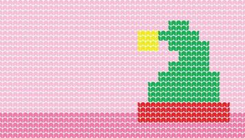 tejer sombrero verde borde de patrón sin costuras sobre fondo rosa, tejer borde de patrón étnico feliz navidad y felices días de invierno poste vectorial vector