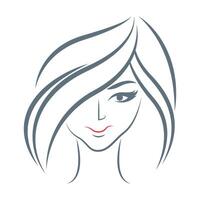 Woman face line art icon design vector