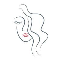 Woman face line art icon design vector