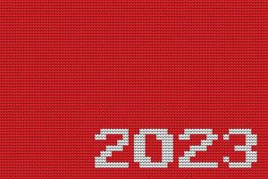 Background knitting trends for the 2023 fall and winter seasons with upcoming knitting patterns on red background vector