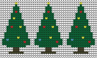 Knitting Christmas Green tree on White background Digital vector Design For Print border sweater decor