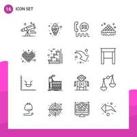 Outline Icon set Pack of 16 Line Icons isolated on White Background for responsive Website Design Print and Mobile Applications Creative Black Icon vector background