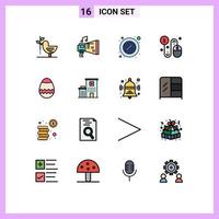grupo de 16 líneas llenas de color plano, signos y símbolos para hacer clic en hardware empresarial, alquiler por ciento, elementos de diseño de vectores creativos editables
