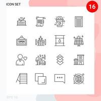 Set of 16 Commercial Outlines pack for board open guidelines red book Editable Vector Design Elements